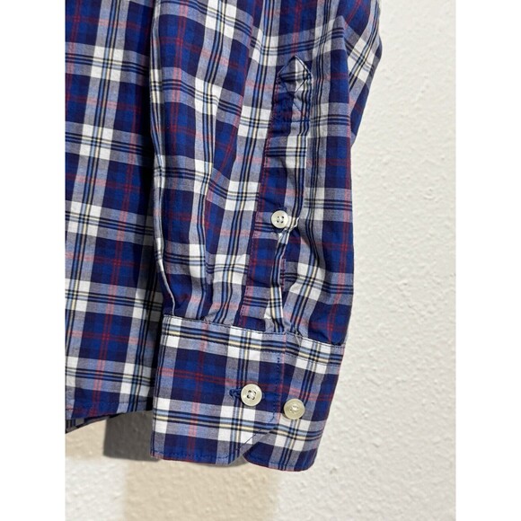 Barbour Shirt Men Large Blue Plaid Highland Check 8 Tailored Long Sleeve Buttons - Picture 5 of 15